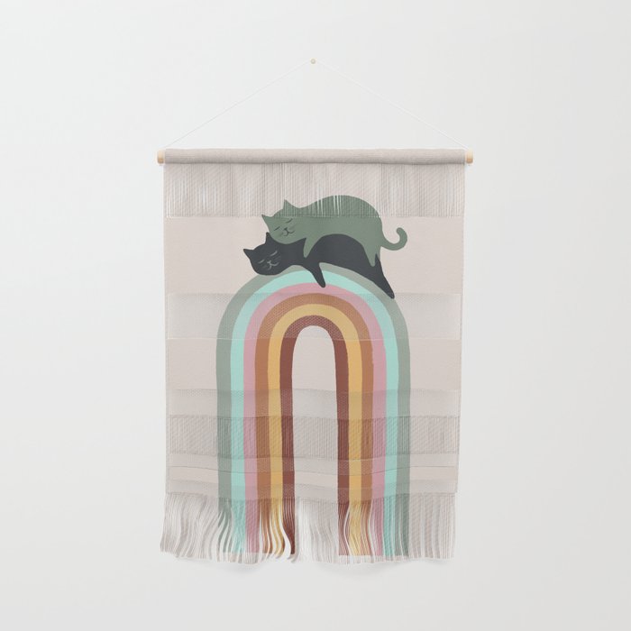 Rainbow cat 3 lover hugs Wall Hanging Gallery Image 1