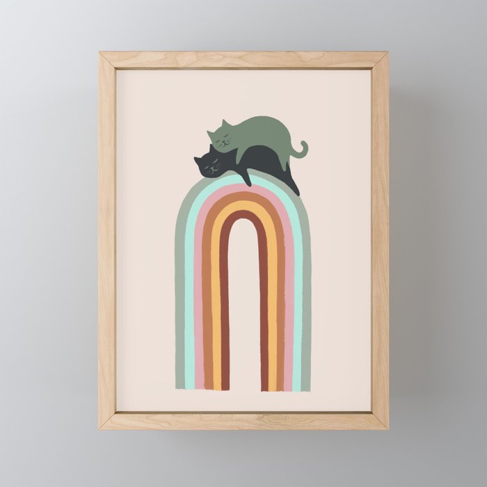 Rainbow cat 3 lover hugs Mini Art Print Gallery Image 1