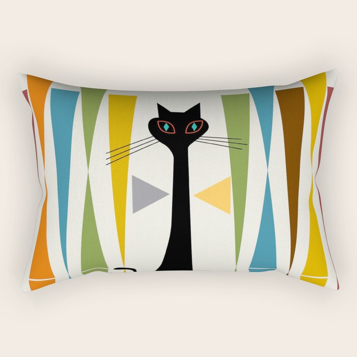 Mid-Century Modern Art Cat 2 Rectangular Pillow Gallery Image 1