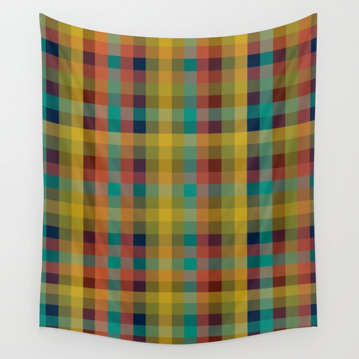 Mid Mod Retro Check Pattern Wall Tapestry Gallery Image 1