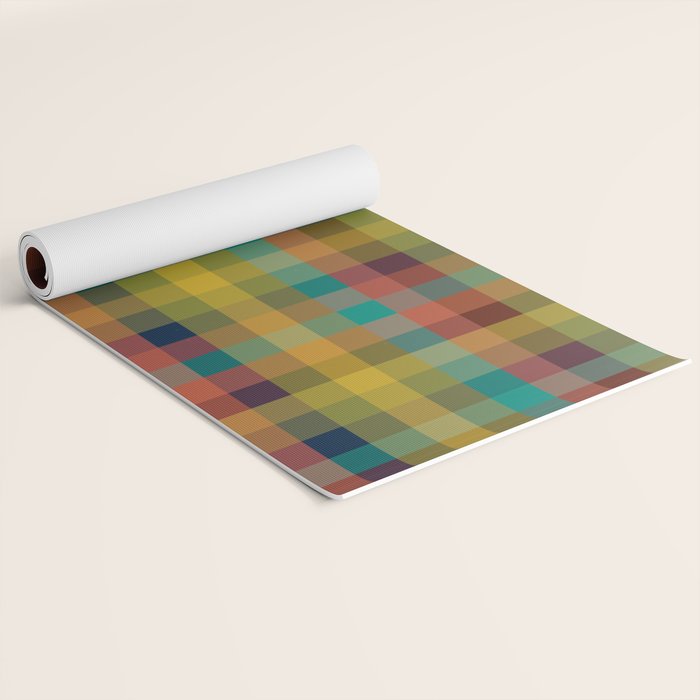 Mid Mod Retro Check Pattern Yoga Mat Gallery Image 2
