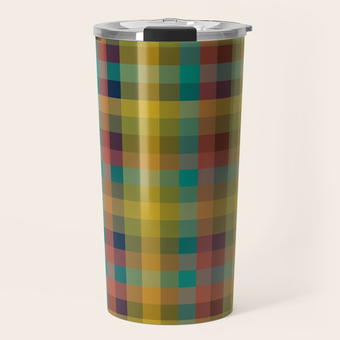 Mid Mod Retro Check Pattern Travel Mug Gallery Image 1