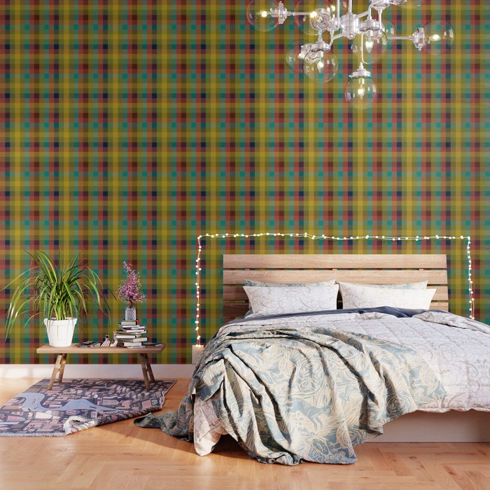 Mid Mod Retro Check Pattern Wallpaper – Society6