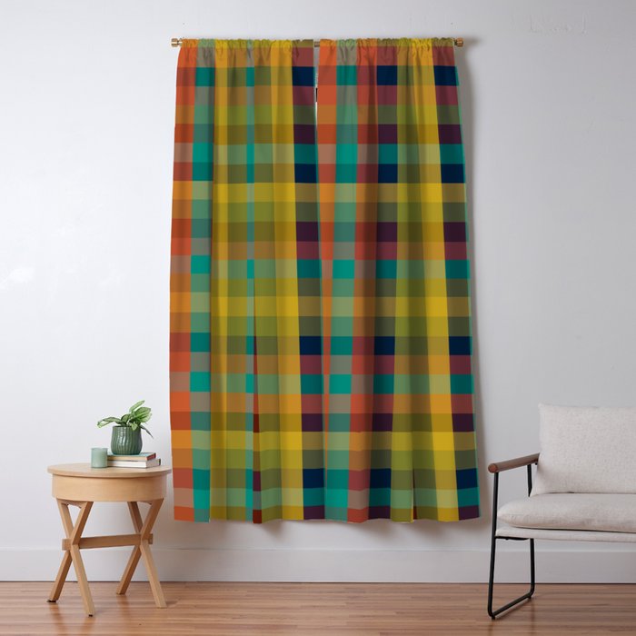 Mid Mod Retro Check Pattern Window Curtain Gallery Image 5