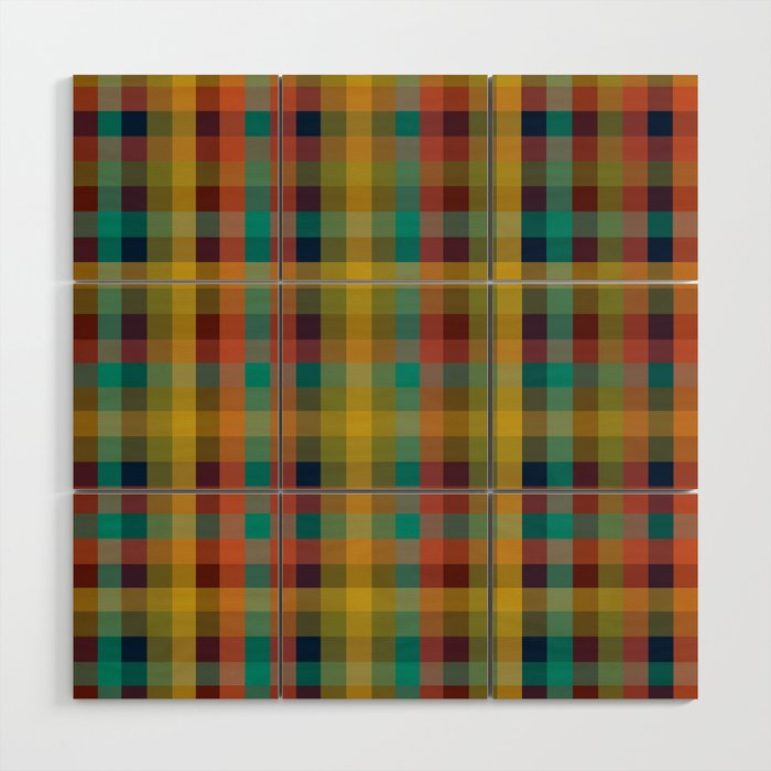 Mid Mod Retro Check Pattern Wood Wall Art Gallery Image 1