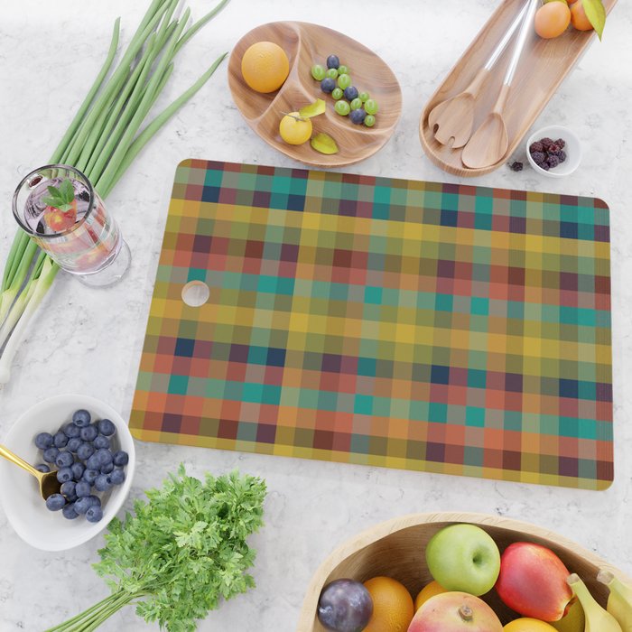 Mid Mod Retro Check Pattern Cutting Board Gallery Image 2