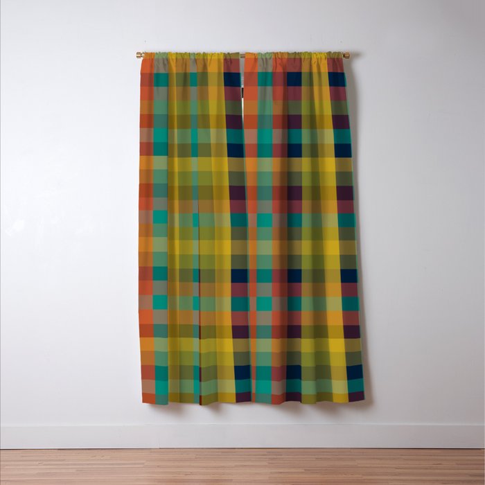 Mid Mod Retro Check Pattern Window Curtain Gallery Image 3
