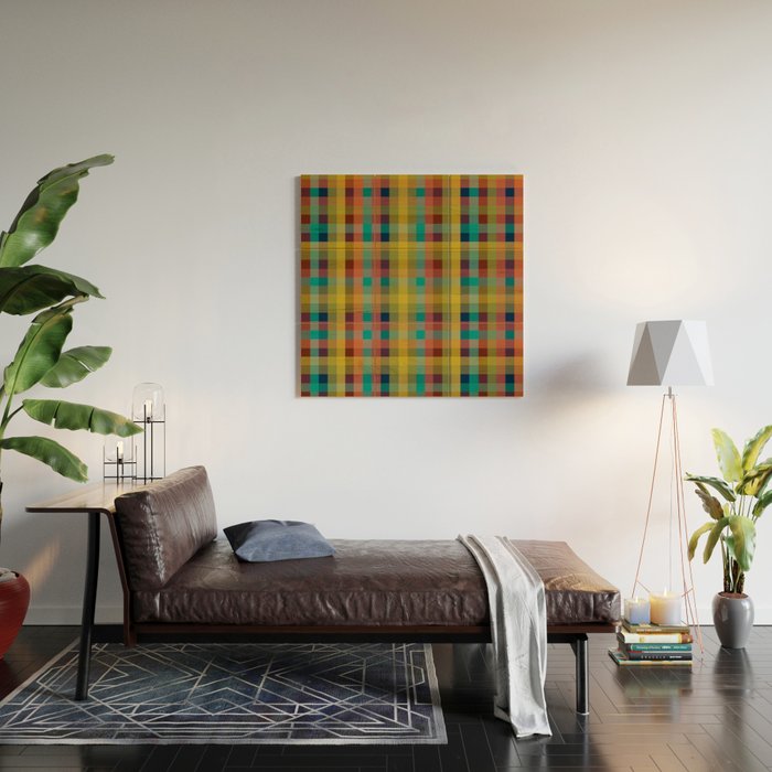 Mid Mod Retro Check Pattern Wood Wall Art Gallery Image 2