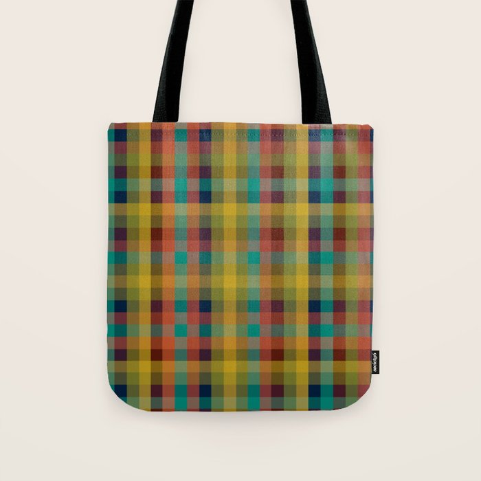 Mid Mod Retro Check Pattern Tote Bag Gallery Image 1