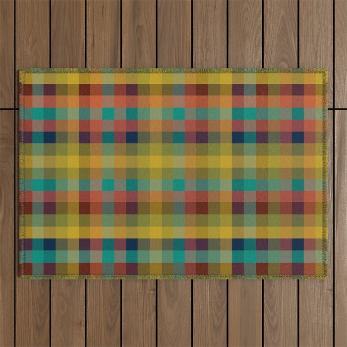 Mid Mod Retro Check Pattern Outdoor Rug – Society6