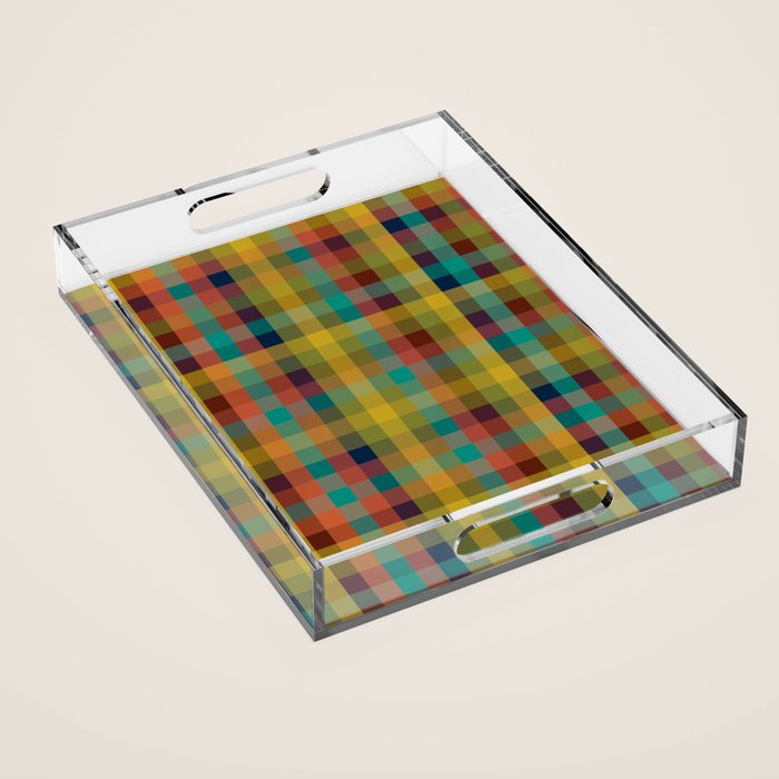 Mid Mod Retro Check Pattern Acrylic Tray Gallery Image 1