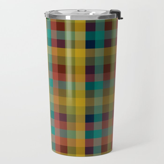 Mid Mod Retro Check Pattern Travel Mug Gallery Image 2