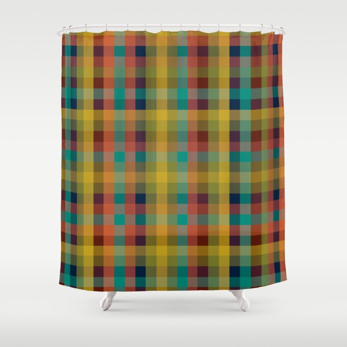 Mid Mod Retro Check Pattern Shower Curtain Gallery Image 1