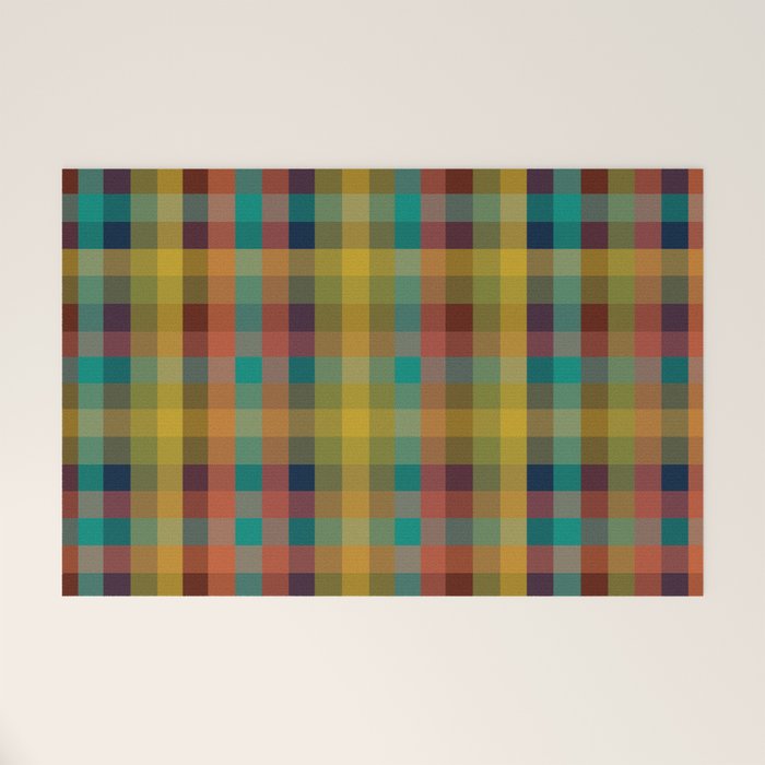 Mid Mod Retro Check Pattern Welcome Mat Gallery Image 1