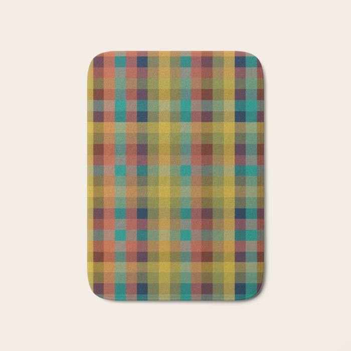 Mid Mod Retro Check Pattern Bath Mat Gallery Image 1
