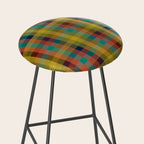 Mid Mod Retro Check Pattern Stool Gallery Image 2