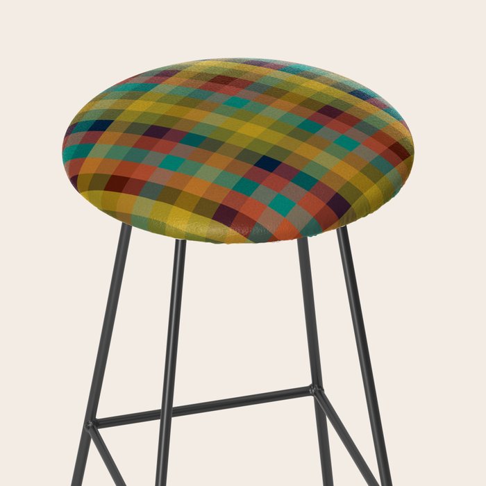 Mid Mod Retro Check Pattern Stool Gallery Image 2