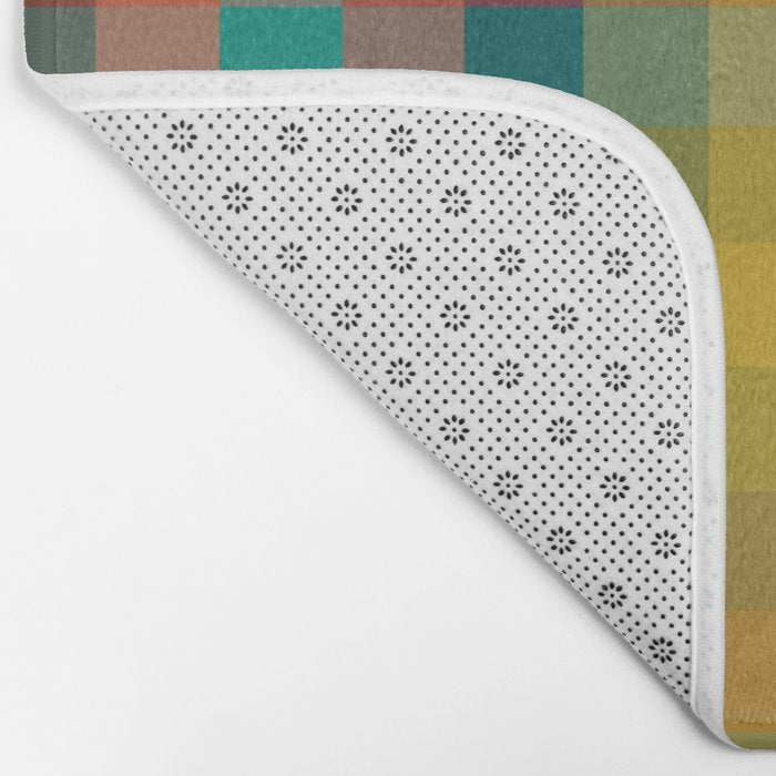Mid Mod Retro Check Pattern Bath Mat Gallery Image 2