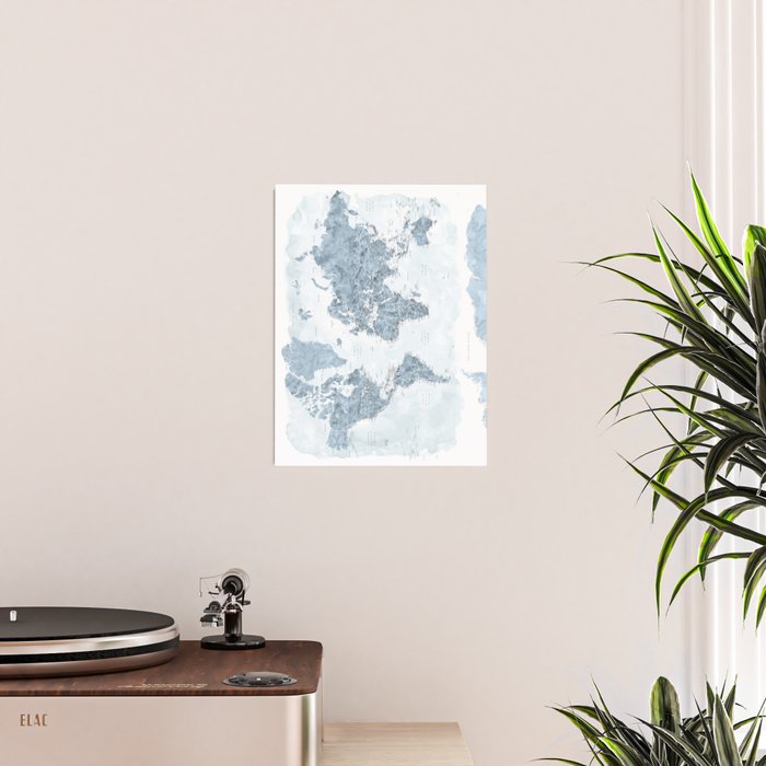 Steel watercolor detailed world map Raul Poster Gallery Image 2