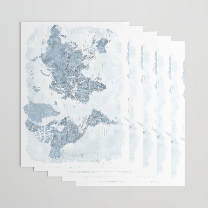 Steel watercolor detailed world map Raul Wrapping Paper Gallery Image 3