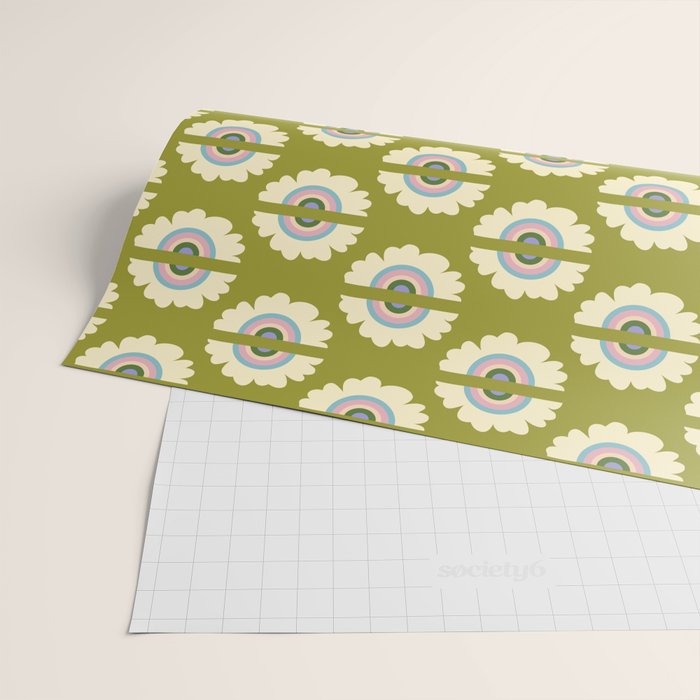 Retro Rainbow Flower Wrapping Paper Gallery Image 2