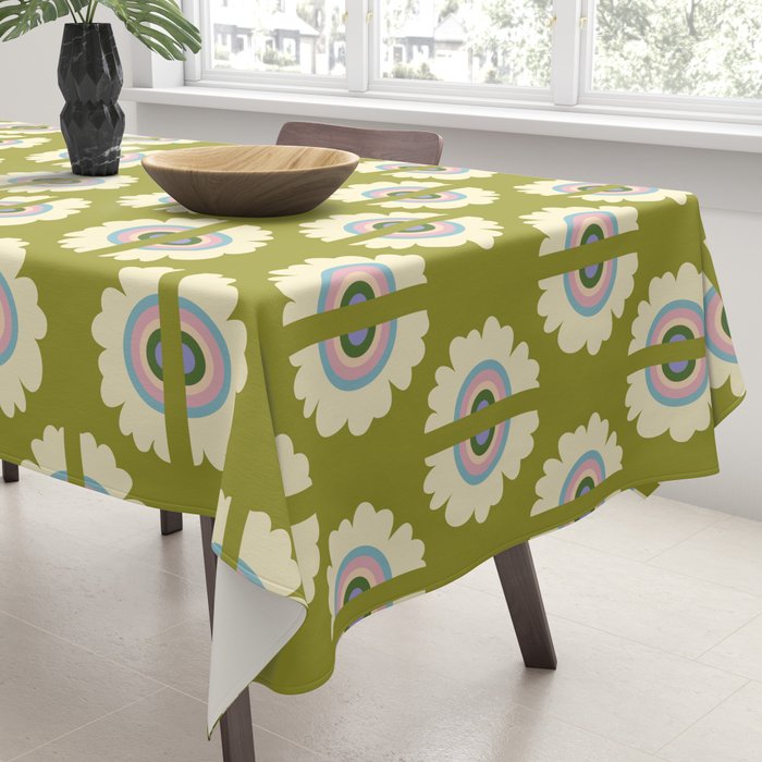 Retro Rainbow Flower Tablecloth Gallery Image 3