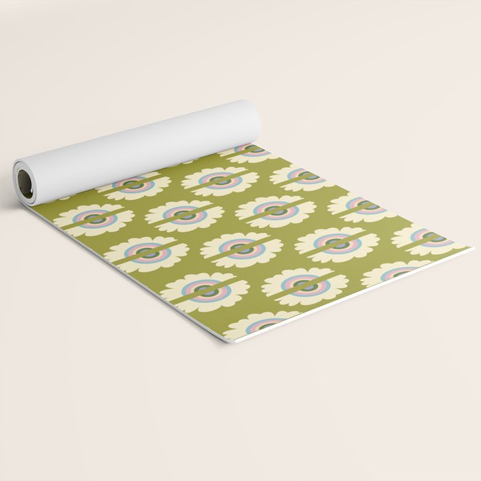 Retro Rainbow Flower Yoga Mat Gallery Image 2
