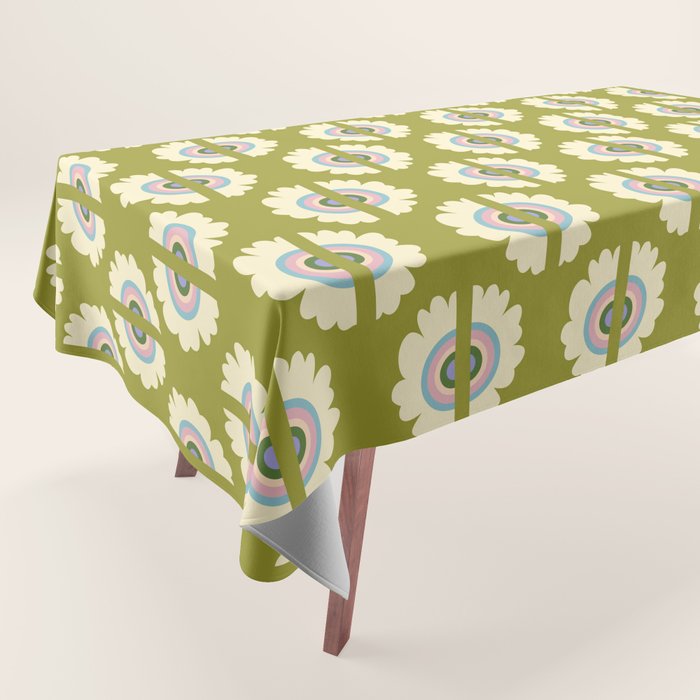 Retro Rainbow Flower Tablecloth Gallery Image 1