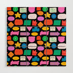 Funny retro sticker quote cartoon pattern Wood Wall Art Gallery Image 1