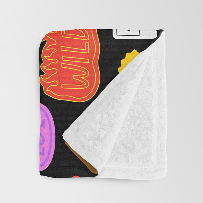 Funny retro sticker quote cartoon pattern Throw Blanket Gallery Image 3
