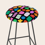 Funny retro sticker quote cartoon pattern Stool Gallery Image 2
