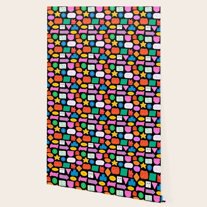 Funny retro sticker quote cartoon pattern Wallpaper Gallery Image 2