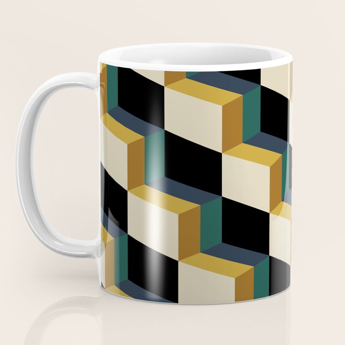 Cuboid Mid Century Abstract Shapes Pattern I Coffee Mug Gallery Image 3