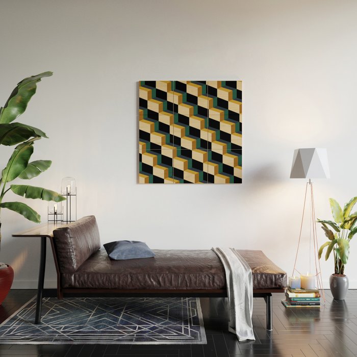 Cuboid Mid Century Abstract Shapes Pattern I Wood Wall Art Gallery Image 2