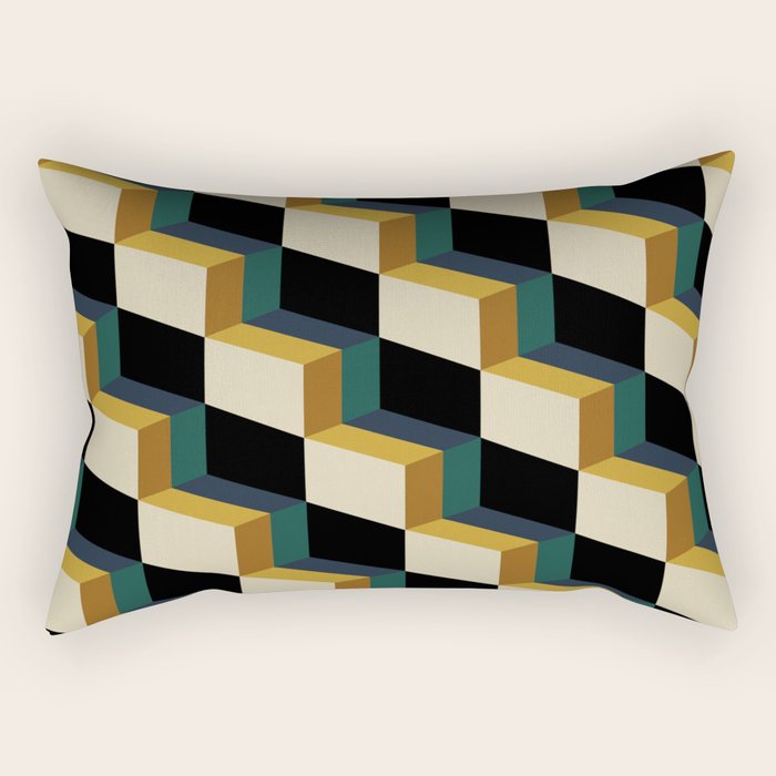 Cuboid Mid Century Abstract Shapes Pattern I Rectangular Pillow Gallery Image 1