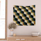 Cuboid Mid Century Abstract Shapes Pattern I Wall Tapestry Gallery Image 2