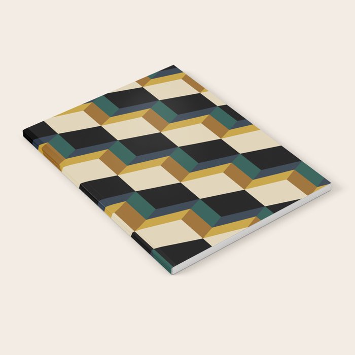 Cuboid Mid Century Abstract Shapes Pattern I Notebook Gallery Image 2