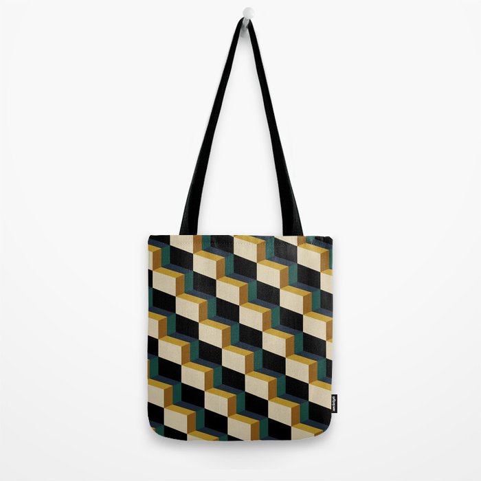 Cuboid Mid Century Abstract Shapes Pattern I Tote Bag Gallery Image 2