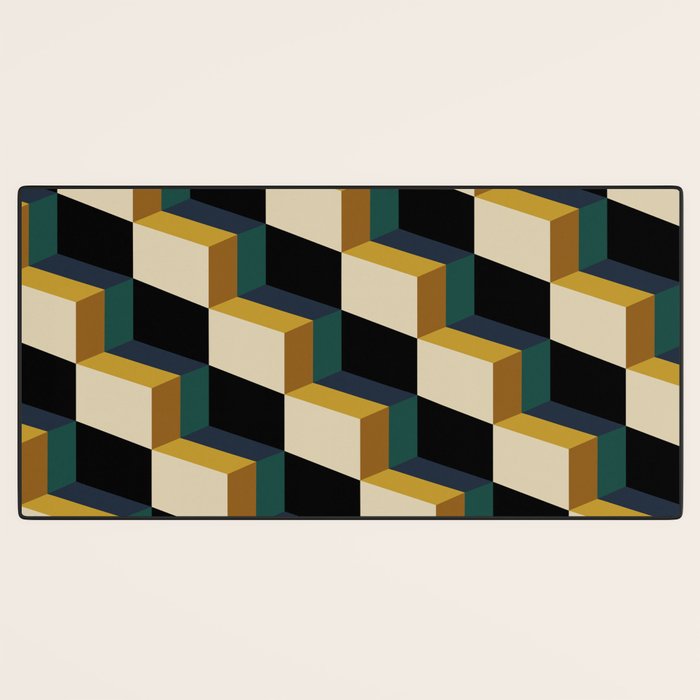 Cuboid Mid Century Abstract Shapes Pattern I Desk Mat Gallery Image 3