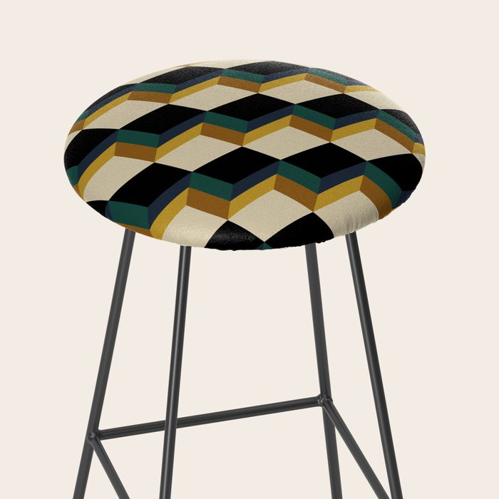 Cuboid Mid Century Abstract Shapes Pattern I Stool Gallery Image 2