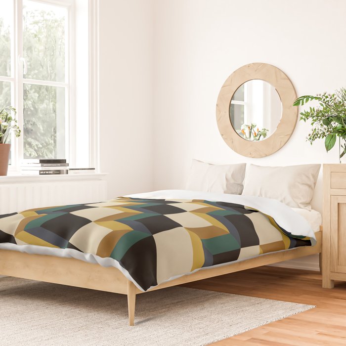 Cuboid Mid Century Abstract Shapes Pattern I Duvet Cover Gallery Image 2