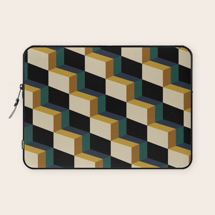Cuboid Mid Century Abstract Shapes Pattern I Laptop Sleeve Gallery Image 1