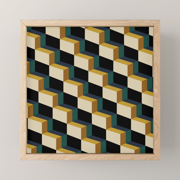 Cuboid Mid Century Abstract Shapes Pattern I Mini Art Print Gallery Image 1