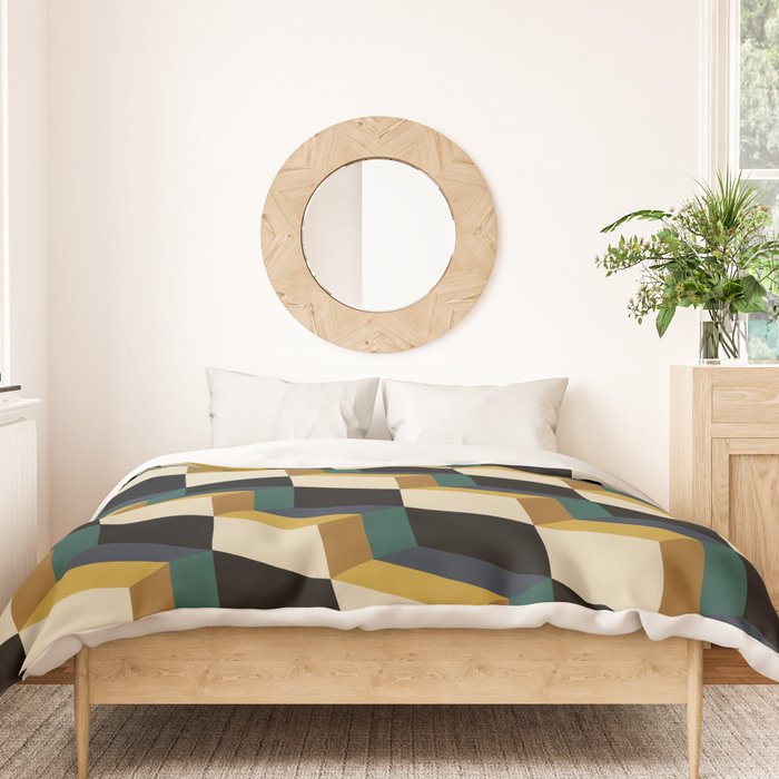 Cuboid Mid Century Abstract Shapes Pattern I Duvet Cover Gallery Image 3