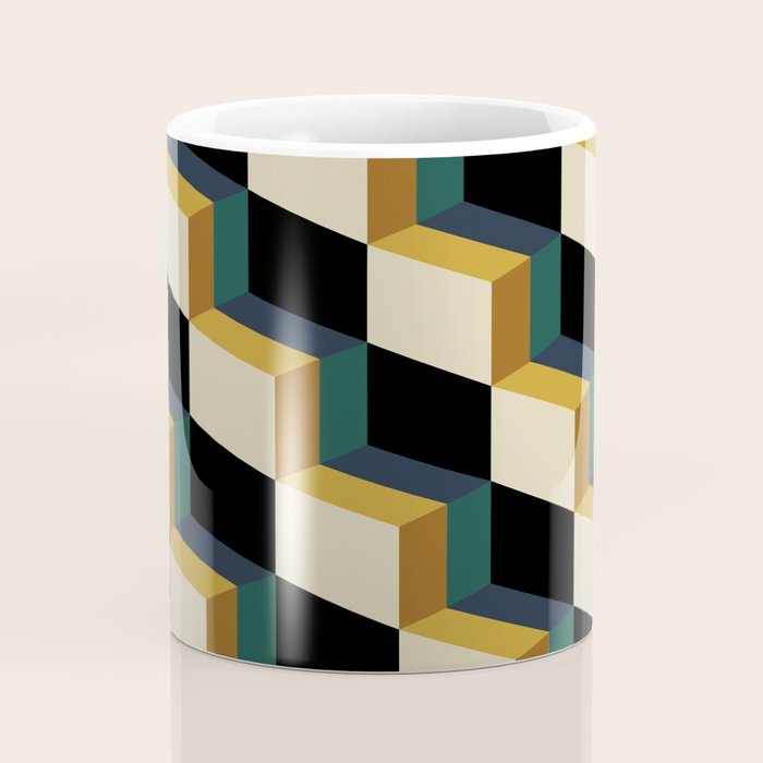 Cuboid Mid Century Abstract Shapes Pattern I Coffee Mug Gallery Image 4