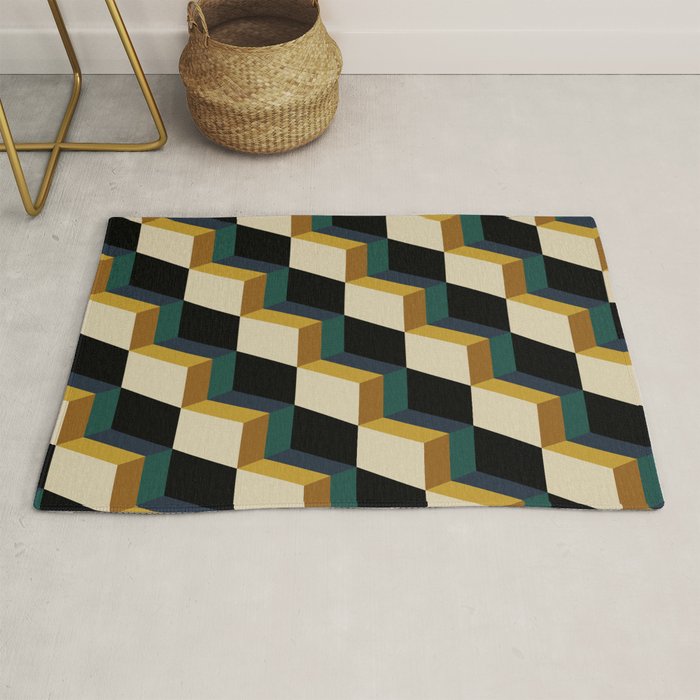 Cuboid Mid Century Abstract Shapes Pattern I Rug Gallery Image 1