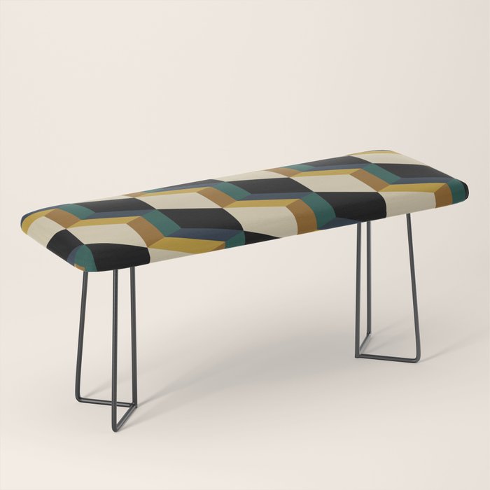 Cuboid Mid Century Abstract Shapes Pattern I Bench Gallery Image 1