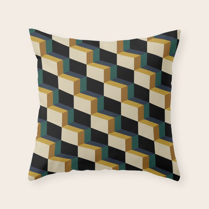 Cuboid Mid Century Abstract Shapes Pattern I Throw Pillow Gallery Image 6
