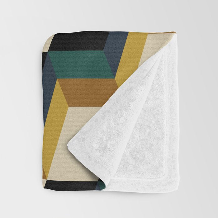 Cuboid Mid Century Abstract Shapes Pattern I Throw Blanket Gallery Image 3