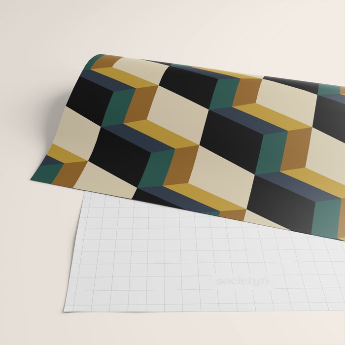 Cuboid Mid Century Abstract Shapes Pattern I Wrapping Paper Gallery Image 2